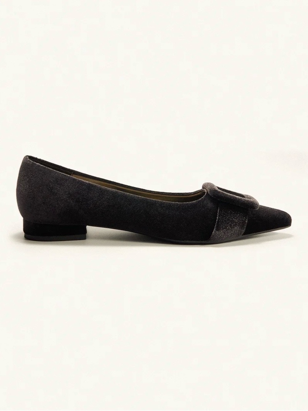 C. Paravano Black Pointed Toe Buckle Ballet Flats - Picture 4 of 11